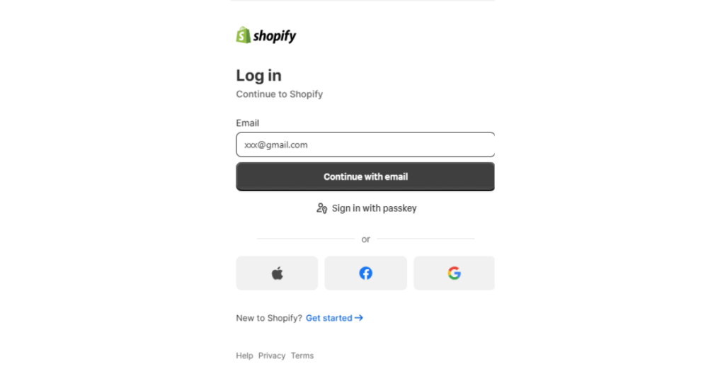 Shopify Login